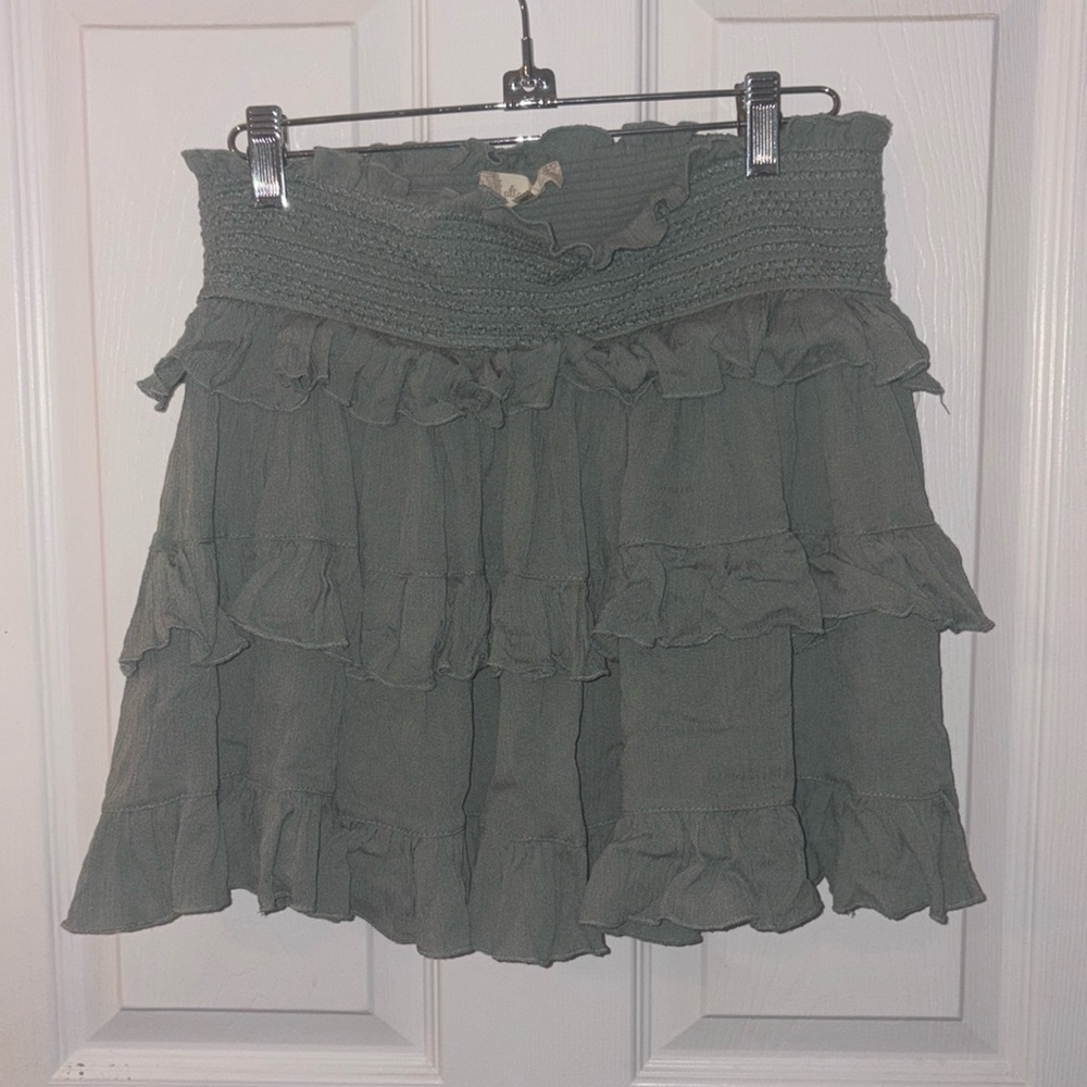 Ruffled sage green skirt from Altar’d State